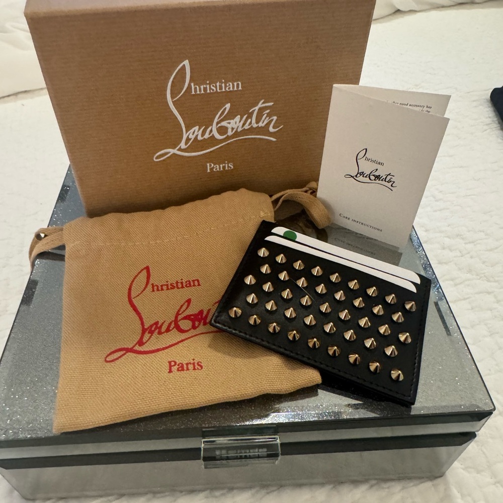 Christian Louboutin Black and Gold Studded Card Holder